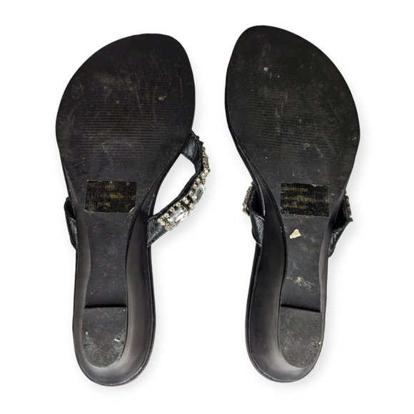 Bakers Rhinestone Black Leather Sandals Size 6M - Picture 11 of 11